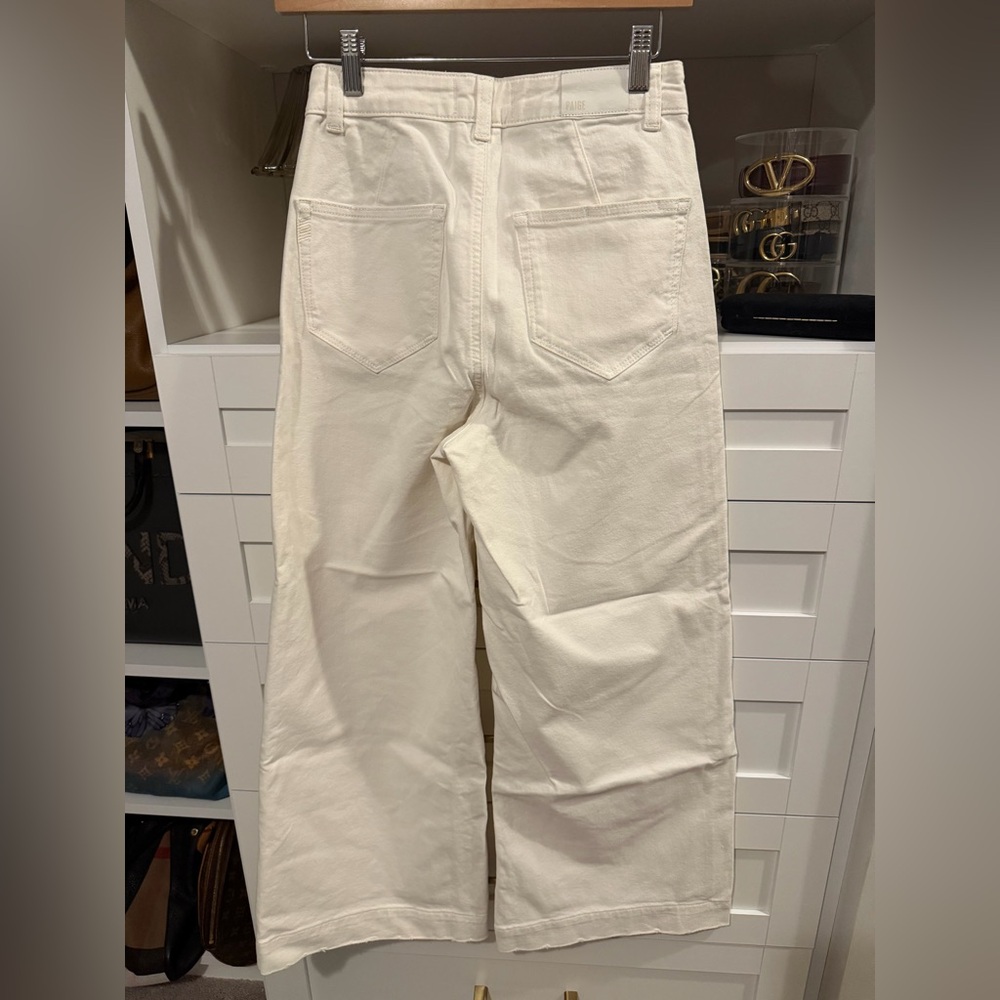 PAIGE Harper Ankle High-Rise Wide Leg Jean in Tonal Ecru - Picture 9 of 10